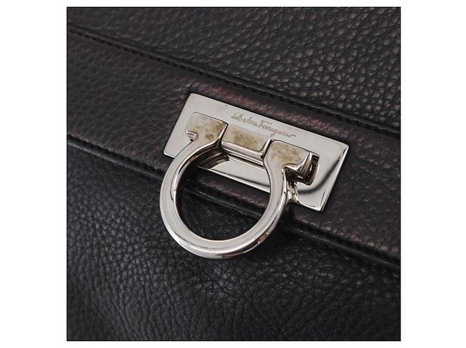 Borsa Salvatore Ferragamo Gancini in Pelle 2way Nera Argento Auth ka4860A Nero - vista 19