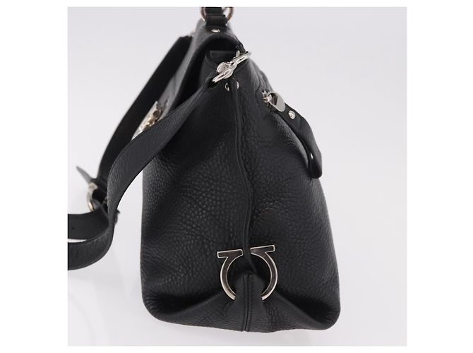Borsa Salvatore Ferragamo Gancini in Pelle 2way Nera Argento Auth ka4860A Nero - vista 3