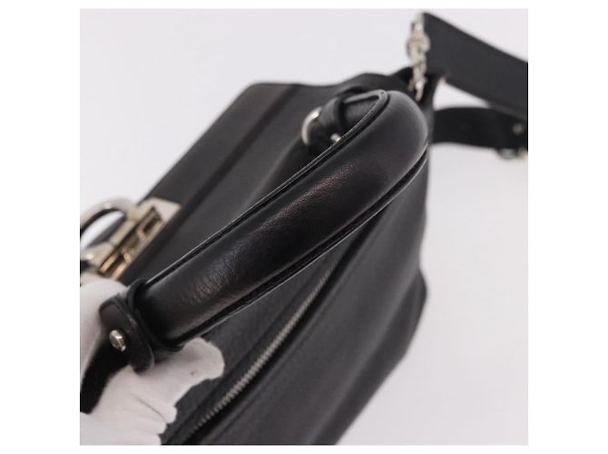 Borsa Salvatore Ferragamo Gancini in Pelle 2way Nera Argento Auth ka4860A Nero - vista 7