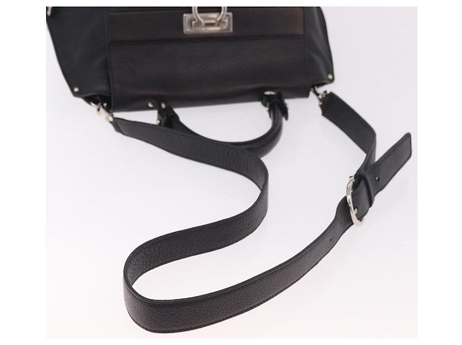 Borsa Salvatore Ferragamo Gancini in Pelle 2way Nera Argento Auth ka4860A Nero - vista 8