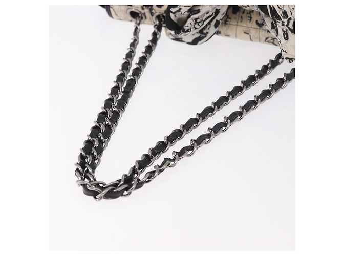 CHANEL Choco Bar Chain Shoulder Bag Satin Nero Argento CC Auth 189234V - vista 7