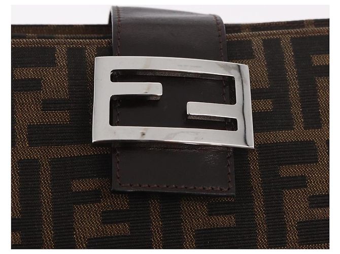 Borsa a Spalla FENDI Zucca Canvas Nero Marrone Auth 188466SAM - vista 19