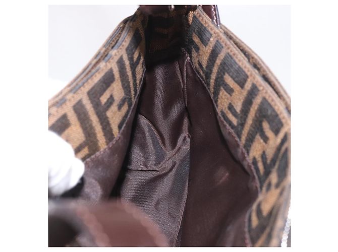 Borsa a Spalla FENDI Zucca Canvas Nero Marrone Auth 188466SAM - vista 22