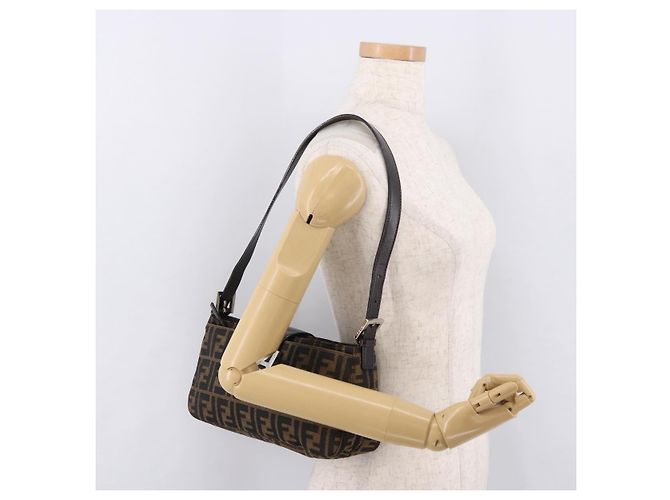 Borsa a Spalla FENDI Zucca Canvas Nero Marrone Auth 188466SAM - vista 27