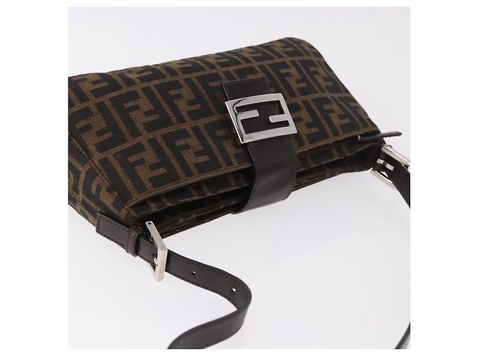 Borsa a Spalla FENDI Zucca Canvas Nero Marrone Auth 188466SAM - vista 6