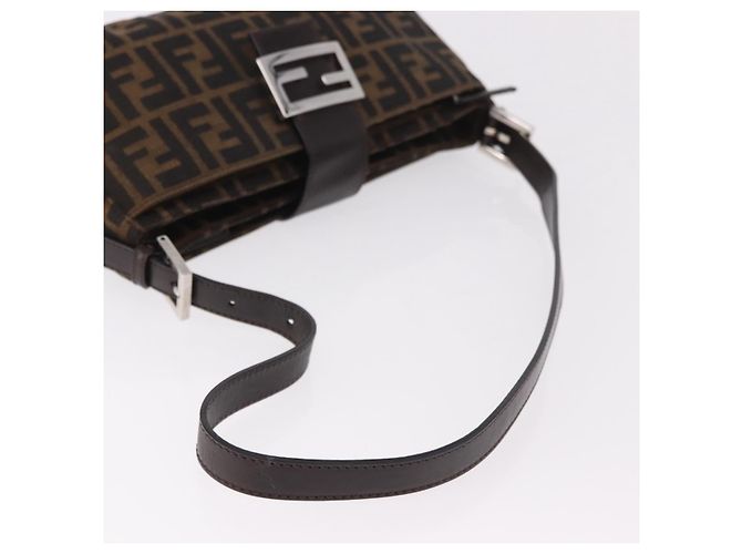 Borsa a Spalla FENDI Zucca Canvas Nero Marrone Auth 188466SAM - vista 7