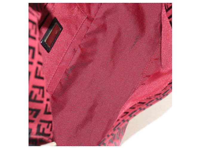 Bolso de hombro FENDI Zucchino Canvas Mamma Baguette Rojo Plata Auténtico 185835SAM Roja - vista 10