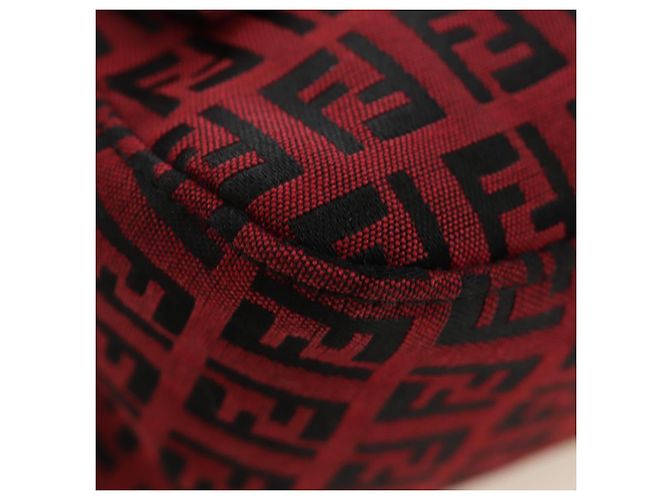 Bolso de hombro FENDI Zucchino Canvas Mamma Baguette Rojo Plata Auténtico 185835SAM Roja - vista 15