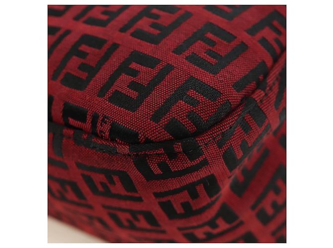 Bolso de hombro FENDI Zucchino Canvas Mamma Baguette Rojo Plata Auténtico 185835SAM Roja - vista 18