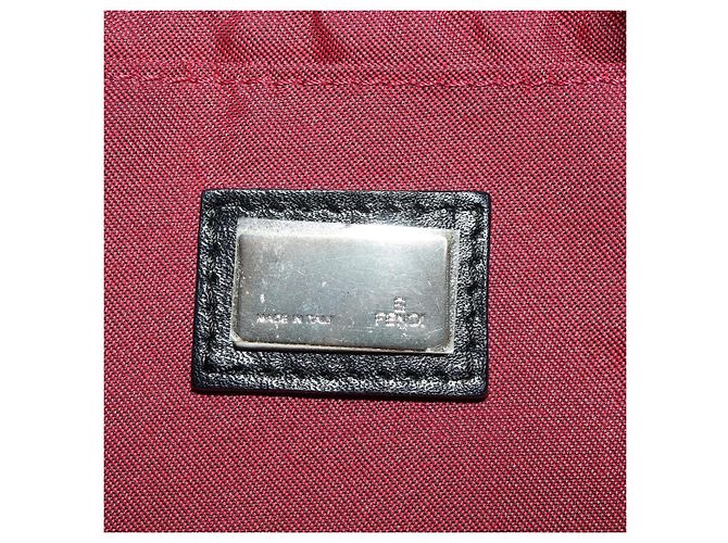 Bolso de hombro FENDI Zucchino Canvas Mamma Baguette Rojo Plata Auténtico 185835SAM Roja - vista 22
