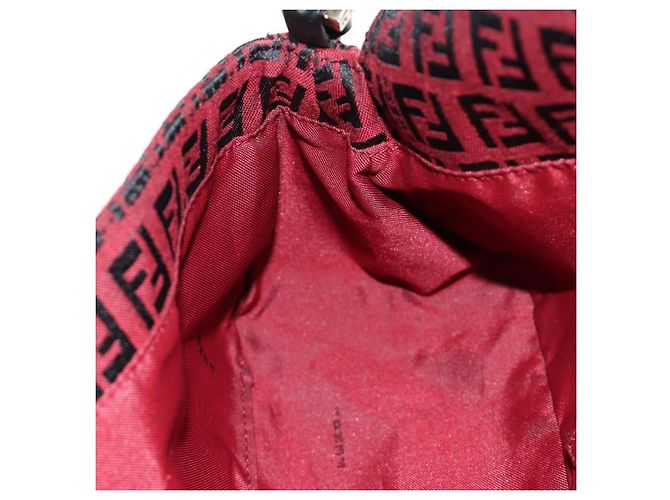 Bolso de hombro FENDI Zucchino Canvas Mamma Baguette Rojo Plata Auténtico 185835SAM Roja - vista 24