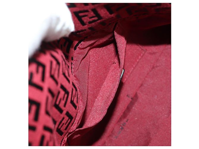 Bolso de hombro FENDI Zucchino Canvas Mamma Baguette Rojo Plata Auténtico 185835SAM Roja - vista 25