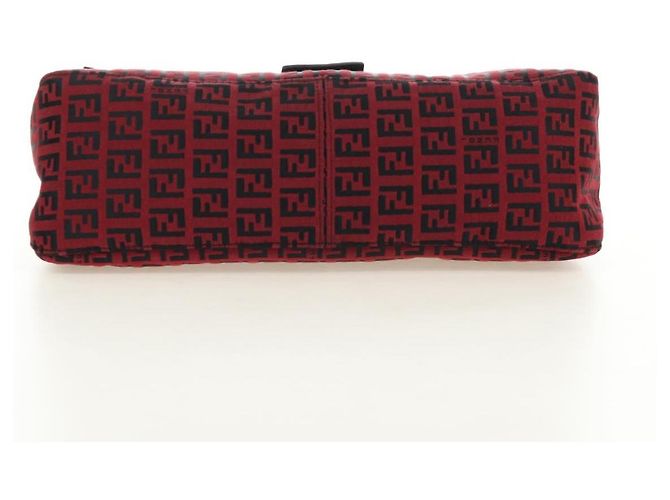 Bolso de hombro FENDI Zucchino Canvas Mamma Baguette Rojo Plata Auténtico 185835SAM Roja - vista 5