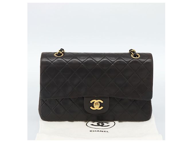 CHANEL Matelasse 25 Chain Shoulder Bag Lamb Skin Black Gold CC Auth 189017V Nero D'oro - vista 12