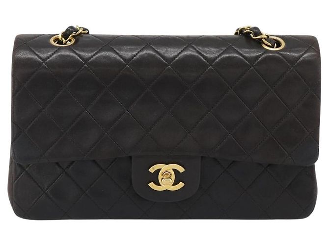 CHANEL Matelasse 25 Chain Shoulder Bag Lamb Skin Black Gold CC Auth 189017V Nero D'oro - vista 13