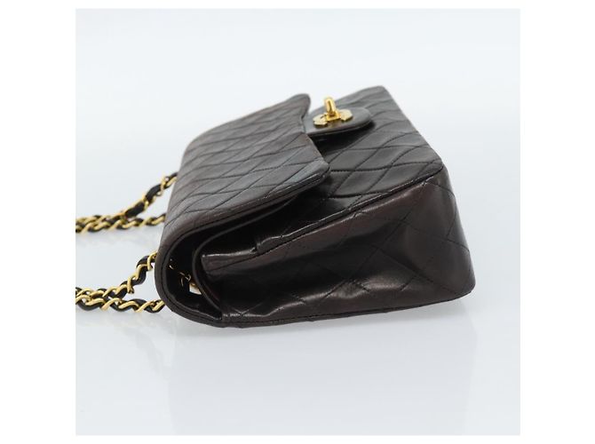 CHANEL Matelasse 25 Chain Shoulder Bag Lamb Skin Black Gold CC Auth 189017V Nero D'oro - vista 3