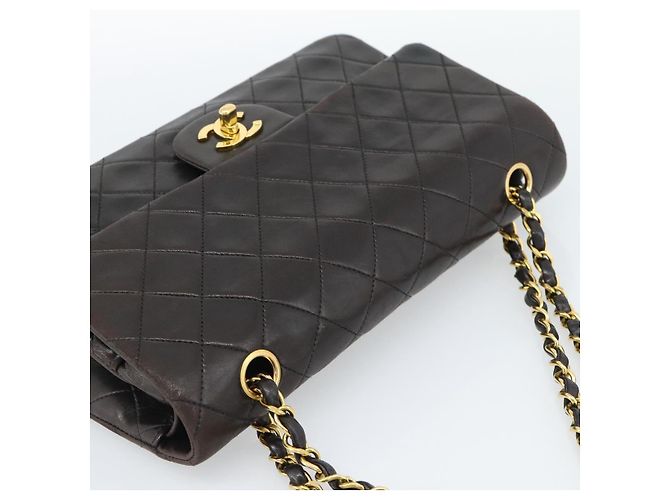 CHANEL Matelasse 25 Chain Shoulder Bag Lamb Skin Black Gold CC Auth 189017V Nero D'oro - vista 6