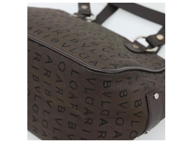 Bulgari Borsa BVLGARI Logo Mania in tela marrone e argento Auth hk3805 - vista 15