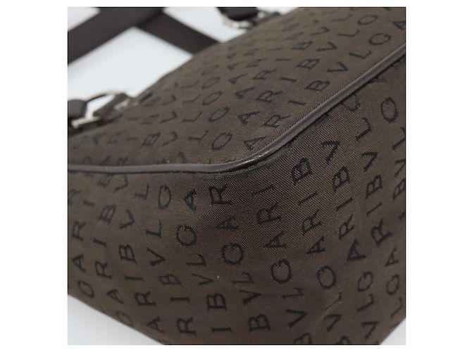 Bulgari Borsa BVLGARI Logo Mania in tela marrone e argento Auth hk3805 - vista 16