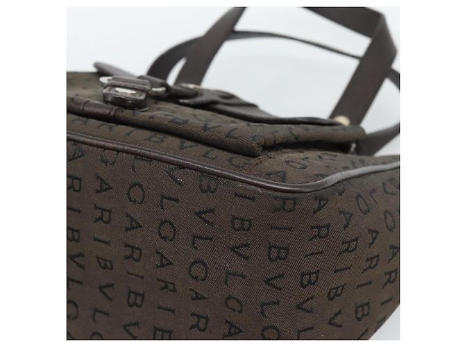 Bulgari Borsa BVLGARI Logo Mania in tela marrone e argento Auth hk3805 - vista 9