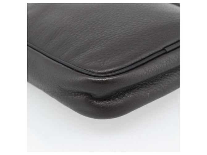 LOEWE Anagram Shoulder Bag Leather Brown Silver Auth ka4964A Marrone Argento - vista 16
