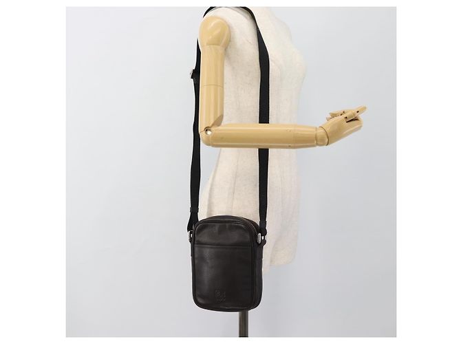 LOEWE Anagram Shoulder Bag Leather Brown Silver Auth ka4964A Marrone Argento - vista 23