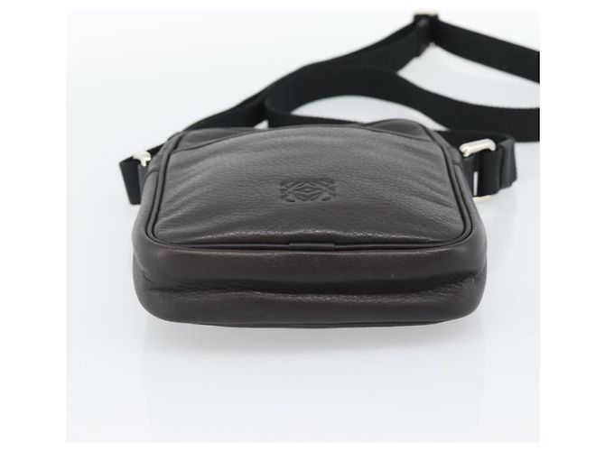 LOEWE Anagram Shoulder Bag Leather Brown Silver Auth ka4964A Marrone Argento - vista 5