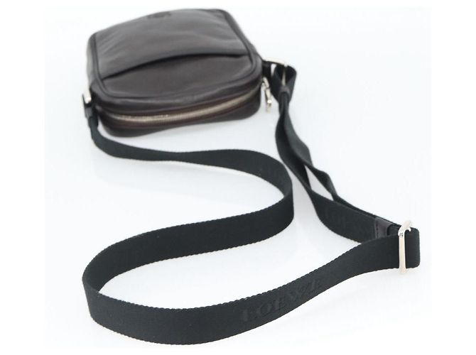 LOEWE Anagram Shoulder Bag Leather Brown Silver Auth ka4964A Marrone Argento - vista 7