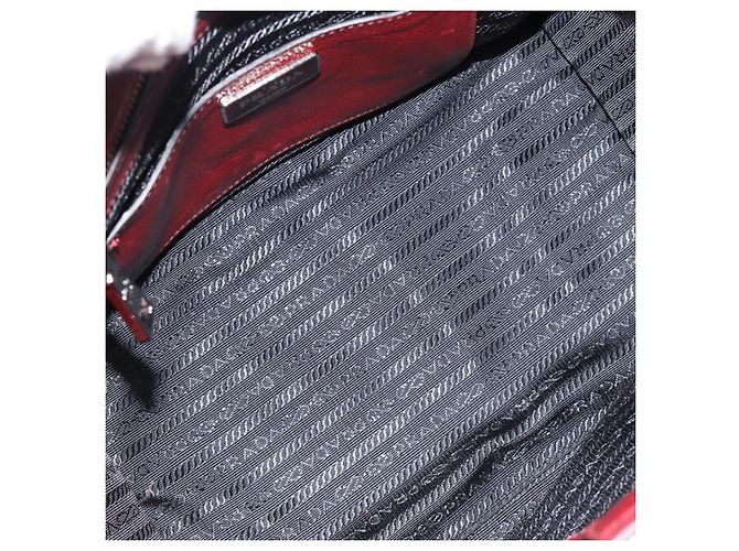 PRADA Handtasche Leder 2way Rot Silber Auth 188750M - Ansicht 10