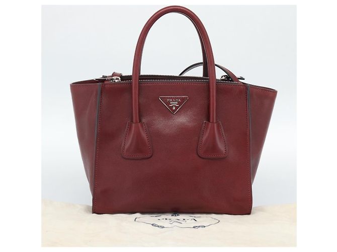 PRADA Handtasche Leder 2way Rot Silber Auth 188750M - Ansicht 12