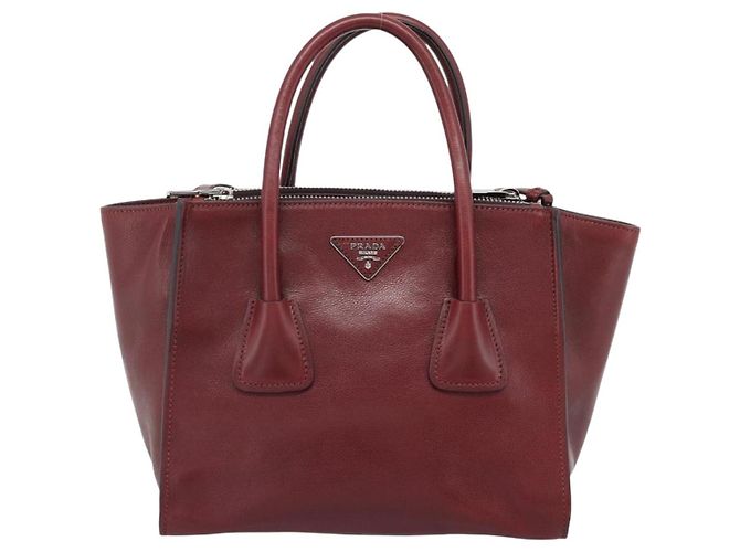 PRADA Handtasche Leder 2way Rot Silber Auth 188750M - Ansicht 13