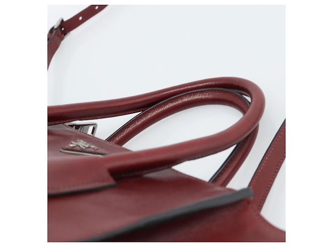 PRADA Handtasche Leder 2way Rot Silber Auth 188750M - Ansicht 14