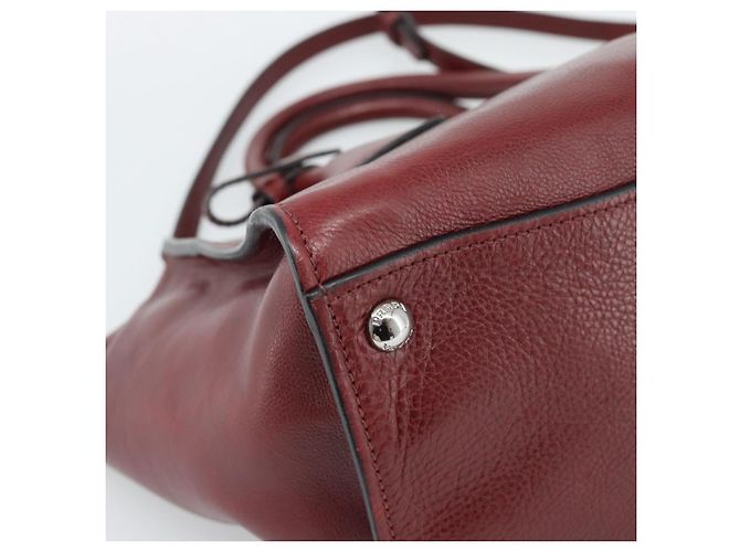 PRADA Handtasche Leder 2way Rot Silber Auth 188750M - Ansicht 18