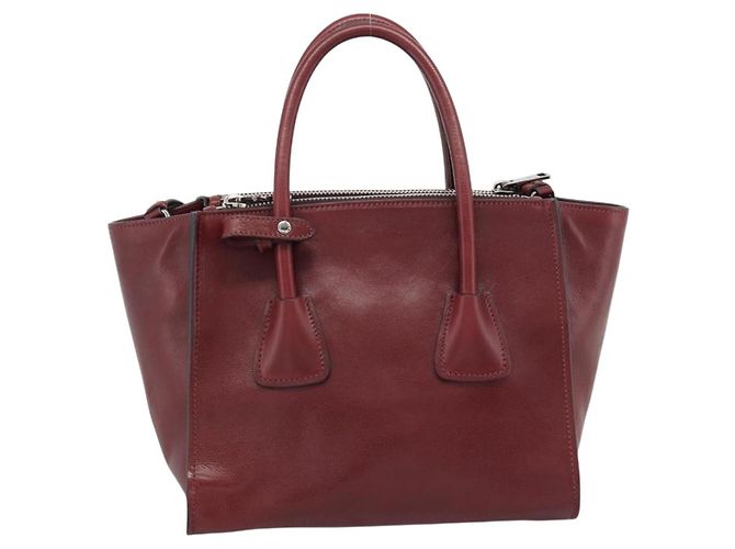 PRADA Handtasche Leder 2way Rot Silber Auth 188750M - Ansicht 2
