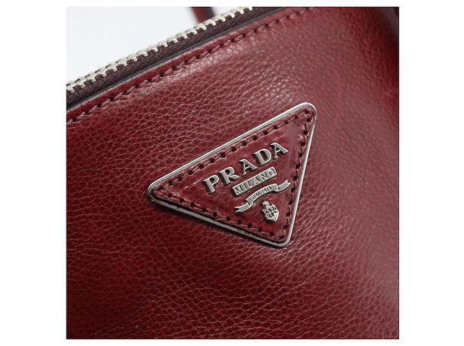 PRADA Handtasche Leder 2way Rot Silber Auth 188750M - Ansicht 20