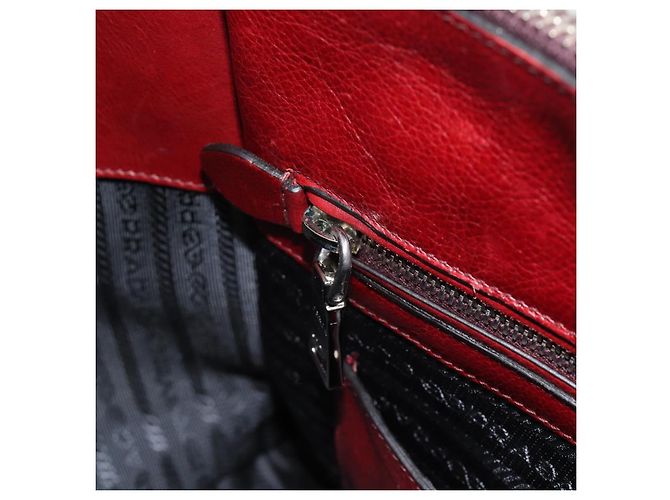 PRADA Handtasche Leder 2way Rot Silber Auth 188750M - Ansicht 24