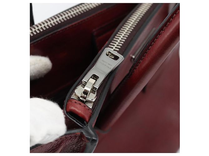 PRADA Handtasche Leder 2way Rot Silber Auth 188750M - Ansicht 26