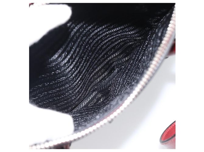 PRADA Handtasche Leder 2way Rot Silber Auth 188750M - Ansicht 27