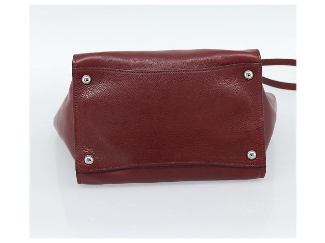 PRADA Handtasche Leder 2way Rot Silber Auth 188750M - Ansicht 5