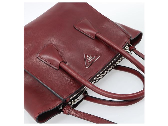 PRADA Handtasche Leder 2way Rot Silber Auth 188750M - Ansicht 6