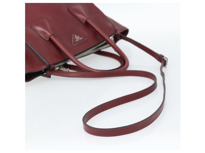 PRADA Handtasche Leder 2way Rot Silber Auth 188750M - Ansicht 8