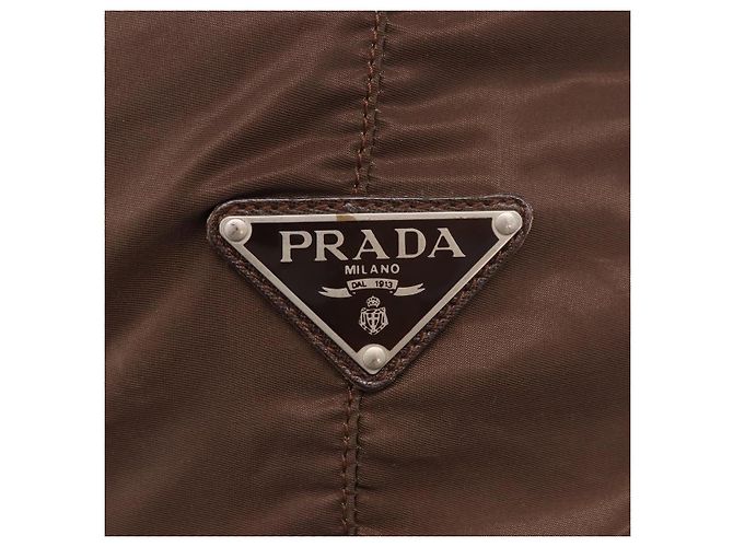 Borsa Boston PRADA in nylon Khaki Silver Auth hk3830 Argento Cachi - vista 17