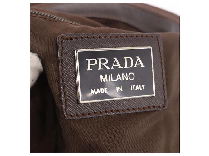 Borsa Boston PRADA in nylon Khaki Silver Auth hk3830 Argento Cachi - vista 18