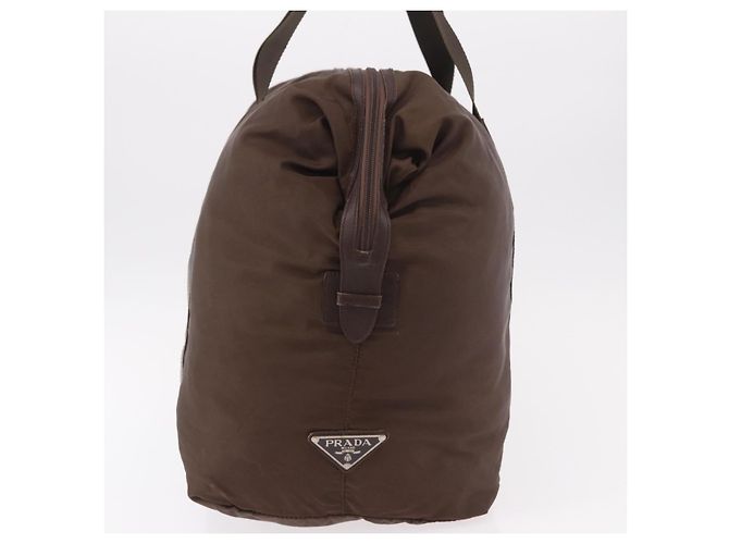 Borsa Boston PRADA in nylon Khaki Silver Auth hk3830 Argento Cachi - vista 3