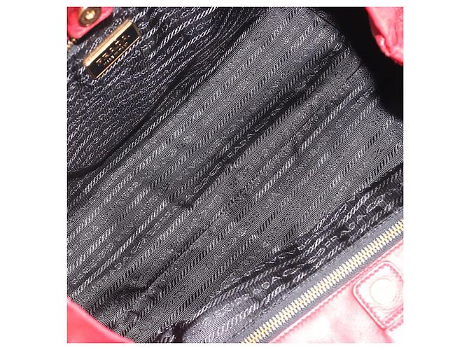Borsa a mano PRADA Ribbon Nylon Rosso Oro Auth 188725A D'oro - vista 11