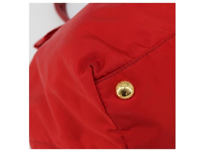 Borsa a mano PRADA Ribbon Nylon Rosso Oro Auth 188725A D'oro - vista 14