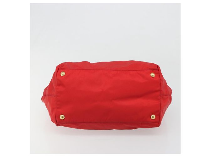 Borsa a mano PRADA Ribbon Nylon Rosso Oro Auth 188725A D'oro - vista 5