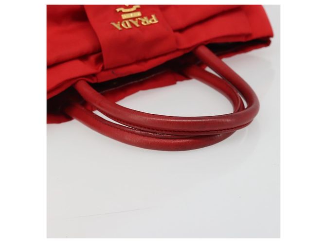 Borsa a mano PRADA Ribbon Nylon Rosso Oro Auth 188725A D'oro - vista 7