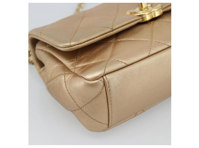 CHANEL Matelasse Chain Shoulder Bag Leather 2way Gold CC Auth 188813SM D'oro - vista 17