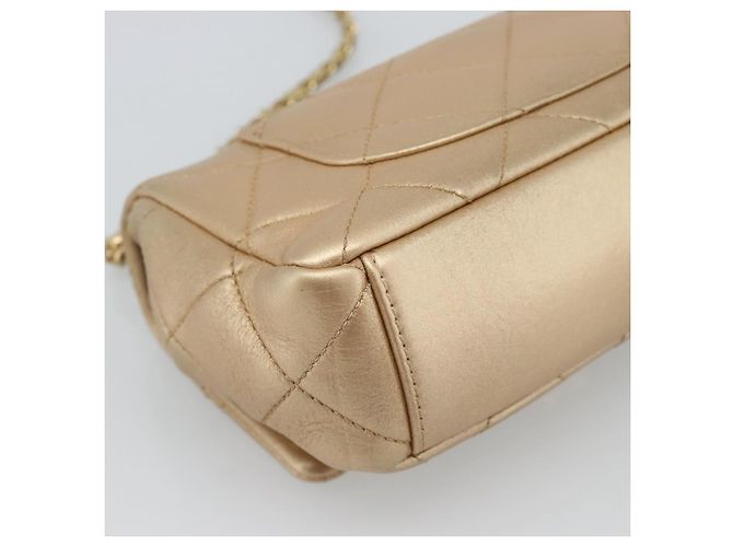CHANEL Matelasse Chain Shoulder Bag Leather 2way Gold CC Auth 188813SM D'oro - vista 19